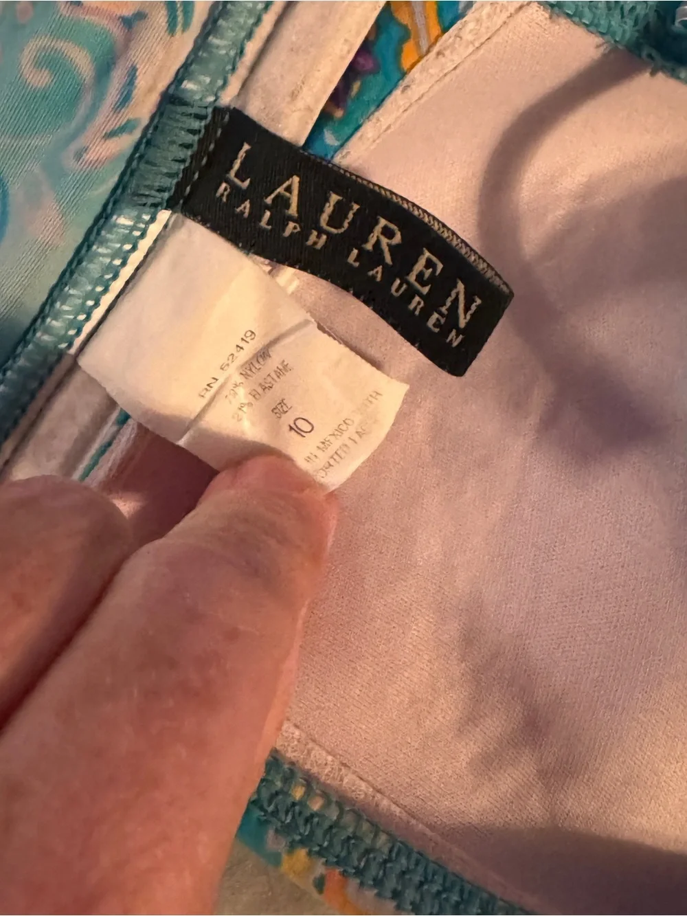 Lauren Ralph Lauren Teal Paisley Face Mask with Accent Bead